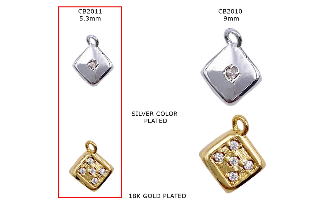 CB2011 Cubic Zirconia Dice Charms 5.3mm