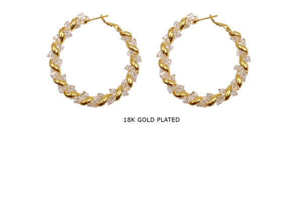 Large Crescent Stone Hoop, Cubic Zirconia main image 0