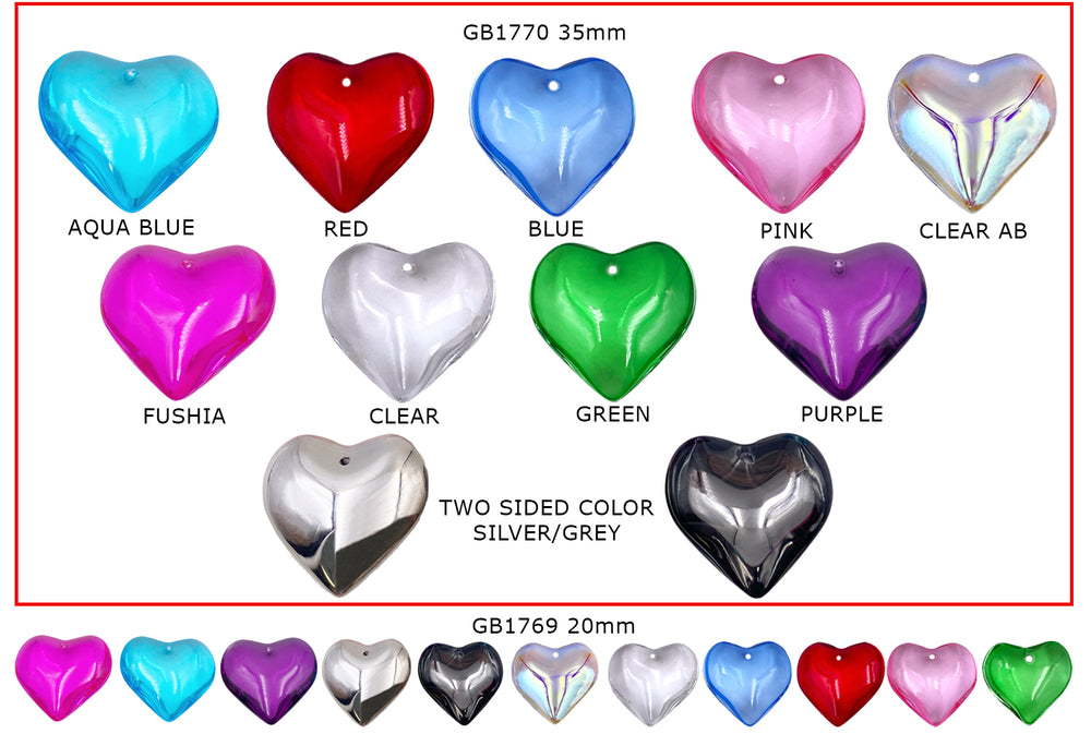 GB1770 Glass Heart Pendants 35mm