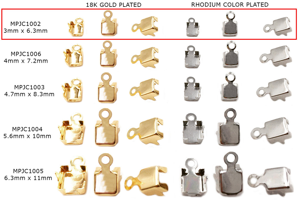 MPJC1002 Brass Foldover Cup Chain Clasp 3mmx6.3mm CHOOSE PACK BELOW