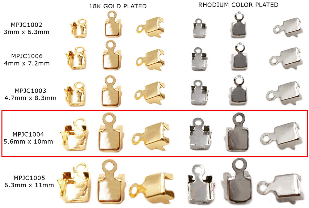 MPJC1004 Brass Foldover Cup Chain Clasp 5.6mmx10mm CHOOSE COLOR, SIZE BELOW