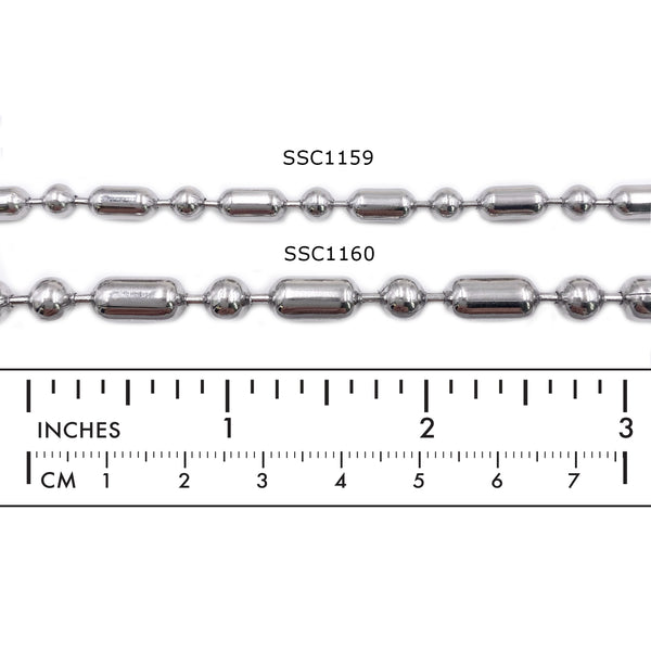 Stainless Steel Bead Ball and Oval Beach Chain- Wholesale