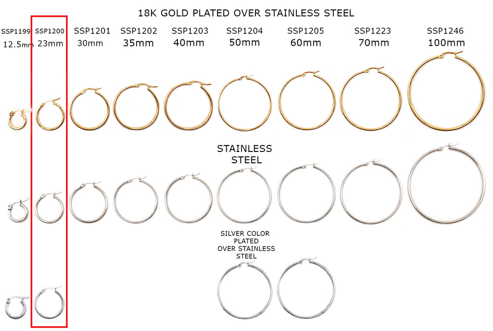 SSP1200 Stainless Steel Earring Hoops 23mm