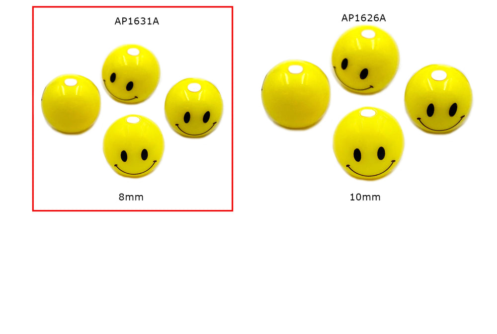AP1631A  8mm Round Smiley Bead - Smiley Spacer