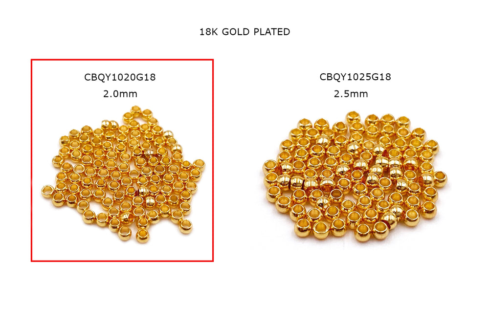 CBQY1020 18k Gold Plated  2mm Crimp Bead