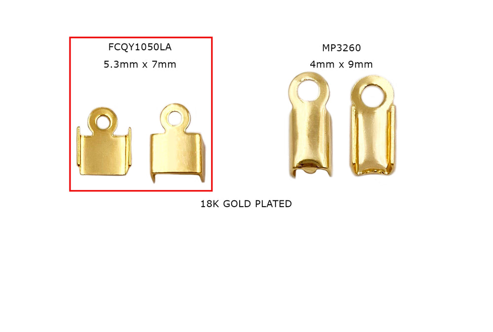 FCQY1050LA  18k Gold Plated Fold Over Crimp Bead