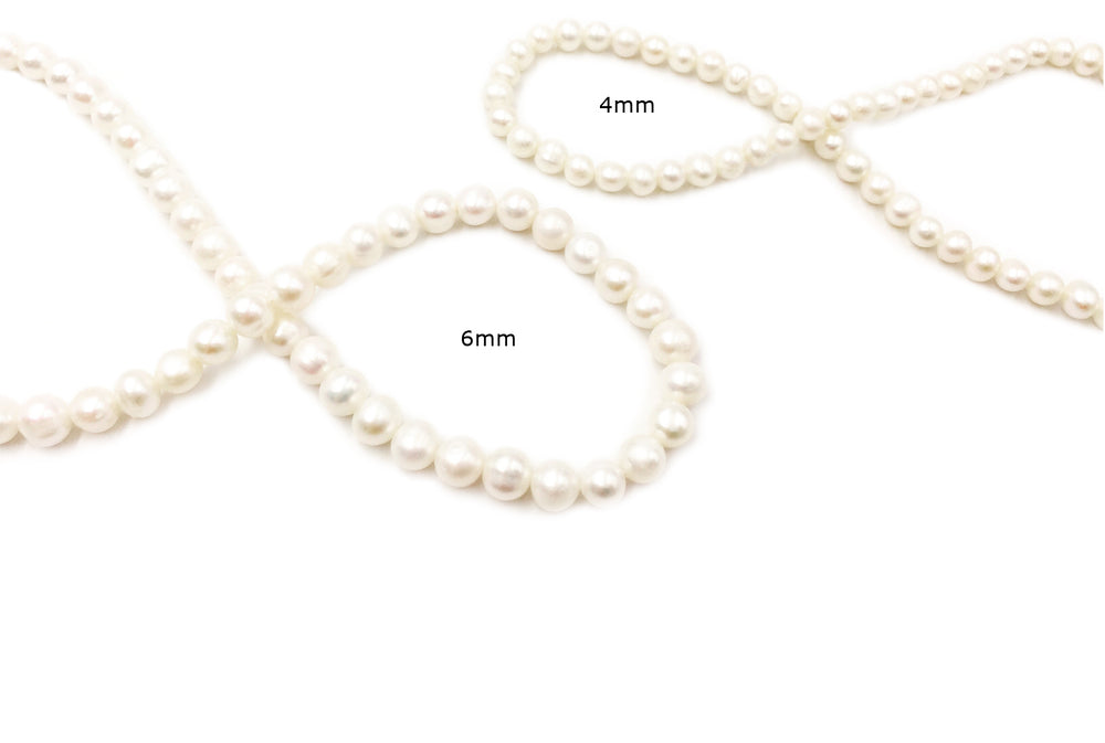 FWP1079AB-80 Round Fresh Water Pearl 4mm, 6mm CHOOSE SIZE BELOW