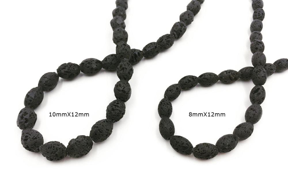GS1562.21.60  Black Oval Lava Beads CHOOSE SIZE BELOW