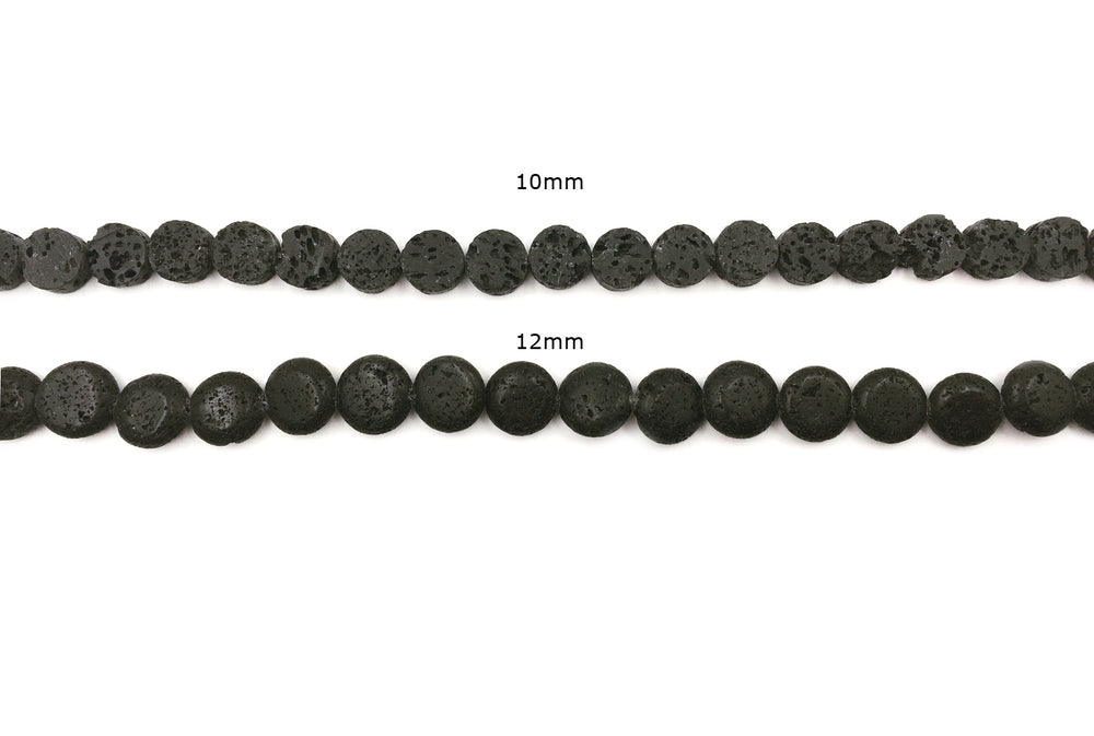 GS1562.61.75 Flat Round Black Lava Bead CHOOSE STYLE BELOW