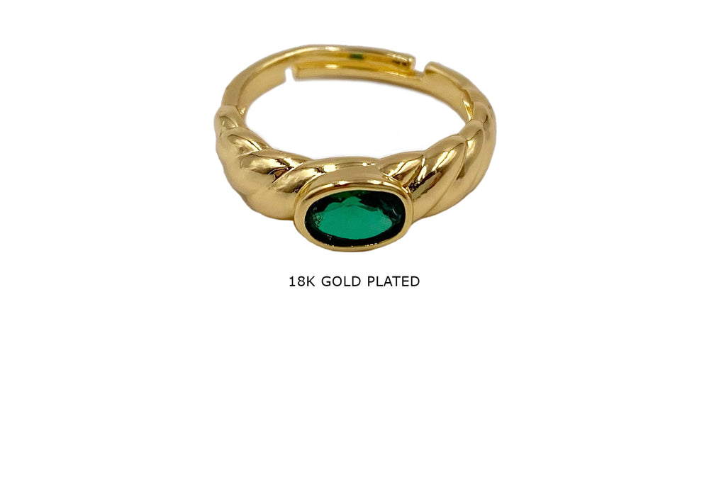 MP4204 Emerald Croissant Ring 18k Gold Plated