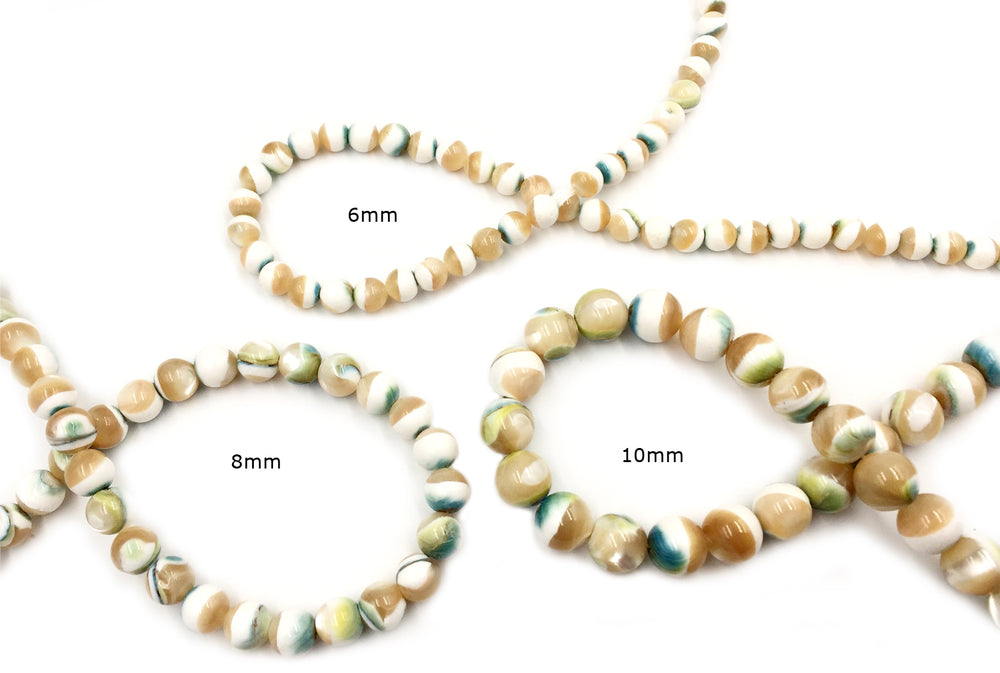 SP1052.53.54 Round Shell Bead 6mm, 8mm, 10mm CHOOSE SIZE BELOW