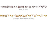 Heart link chain in stainless steel and 18k gold plated over stainless steel