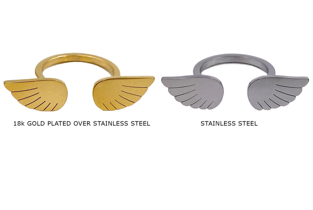 SSP1328 Stainless Steel Angel Wing Rings CHOOSE COLOR BELOW