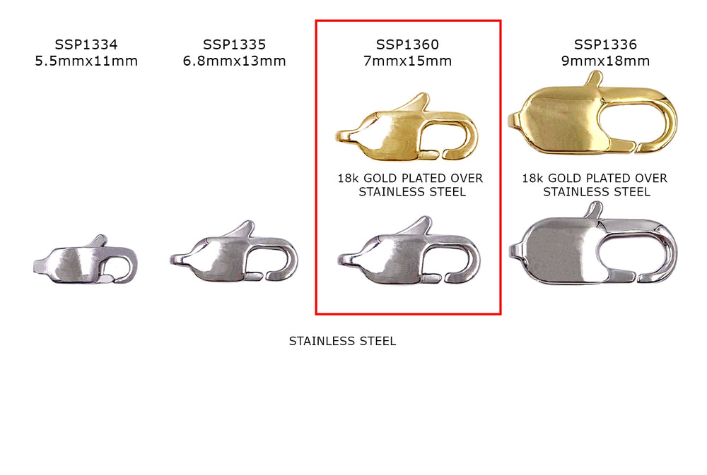 SSP1360 Stainless Steel Clasp 7mmx15mm CHOOSE SIZE COLOR & PACK BELOW