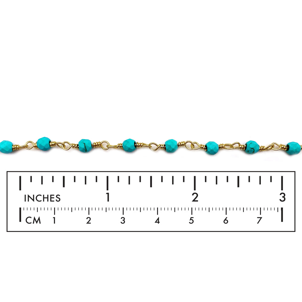 BCH1292 18k Gold Plated Turquoise Gemstone Chain