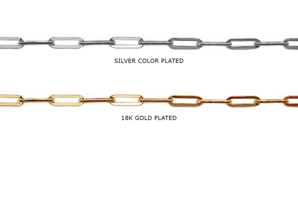 BCH1289 18k Gold Flat Oval Link Paper Clip Chain