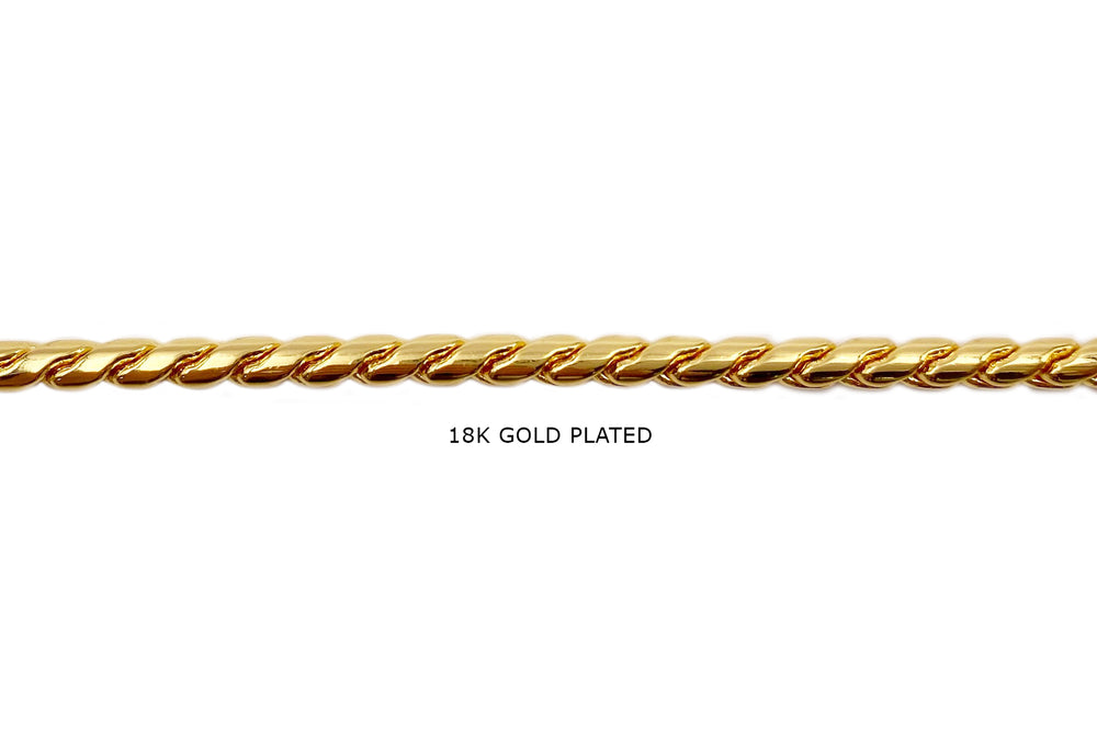 BCH1342  18k Gold Plated Smooth Shiny Swirl Chain