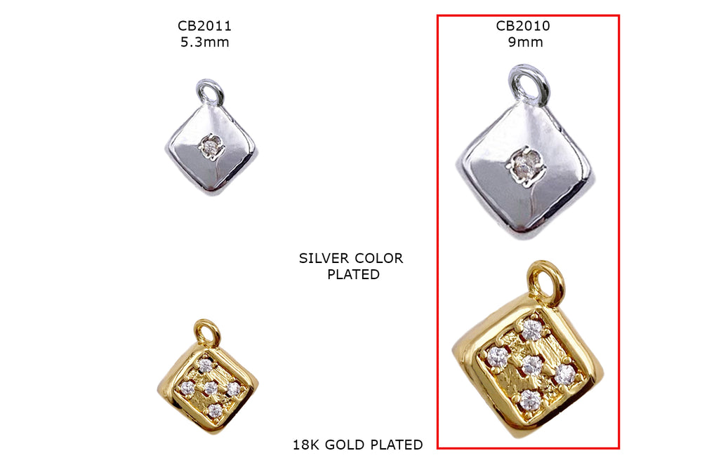 CB2010 Cubic Zirconia Dice Charms 9mm