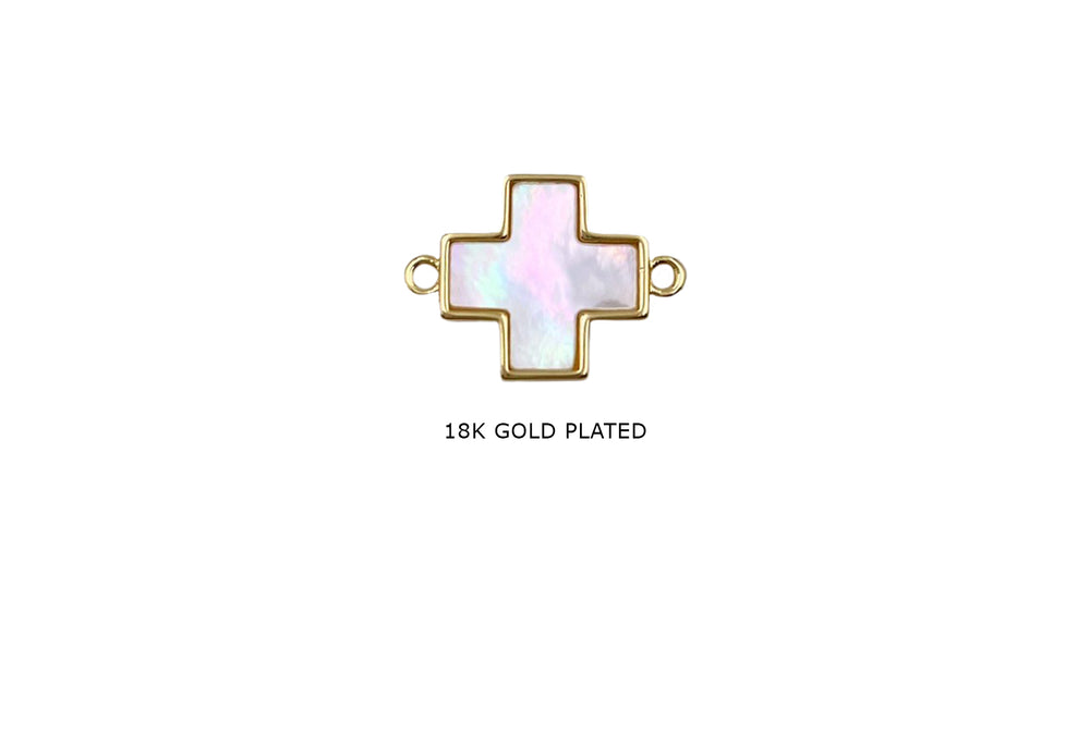 CB2015 18k Gold Plated Cross Shell Connector