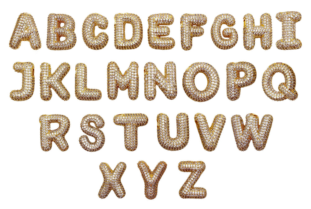 CB2042 Cubic Zirconia Bubble Letter Charms/Pendants 20mm