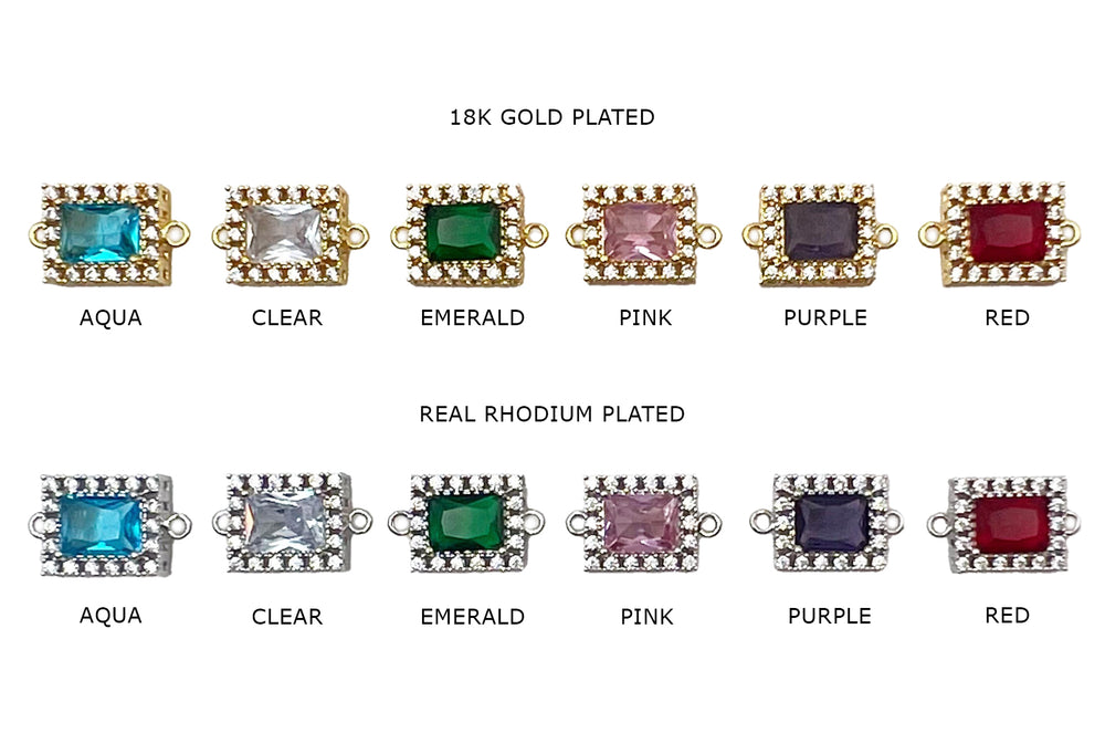 CB2046  Cubic Zirconia Rectangle Connector CHOOSE COLOR BELOW