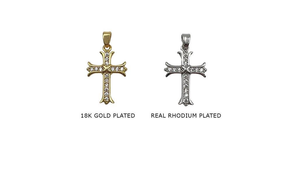 CB2072 Ornate Cubic Zirconia Cross Pendant 14.7mmx22mm
