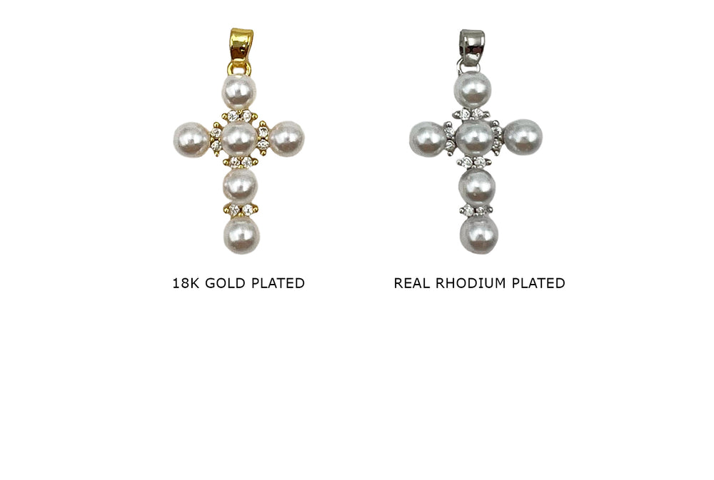 CB2073 Pearl Cross With Bail 17mmx25.7mm