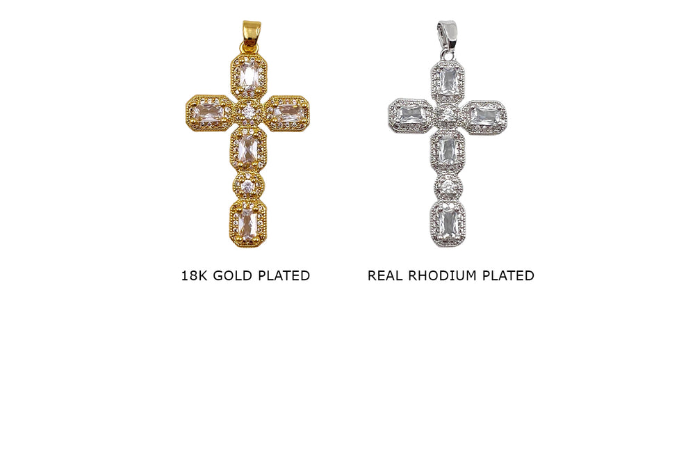CB2076 Cubic Zirconia Cross Pendant 21mmx35.4mm