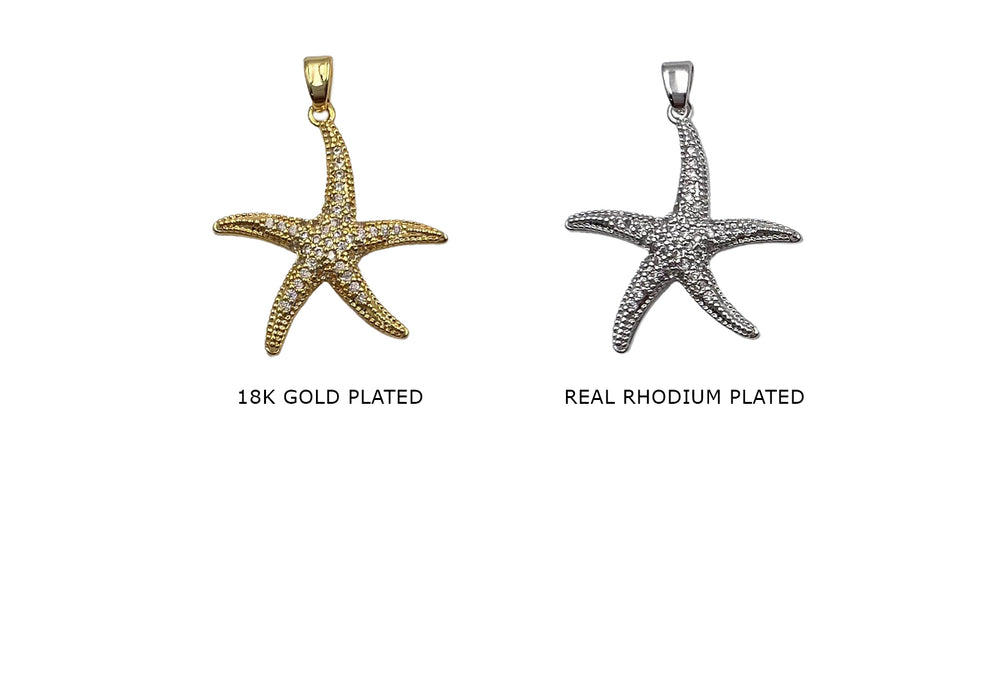 CB2082 Cubic Zirconia Starfish Charm Pendant