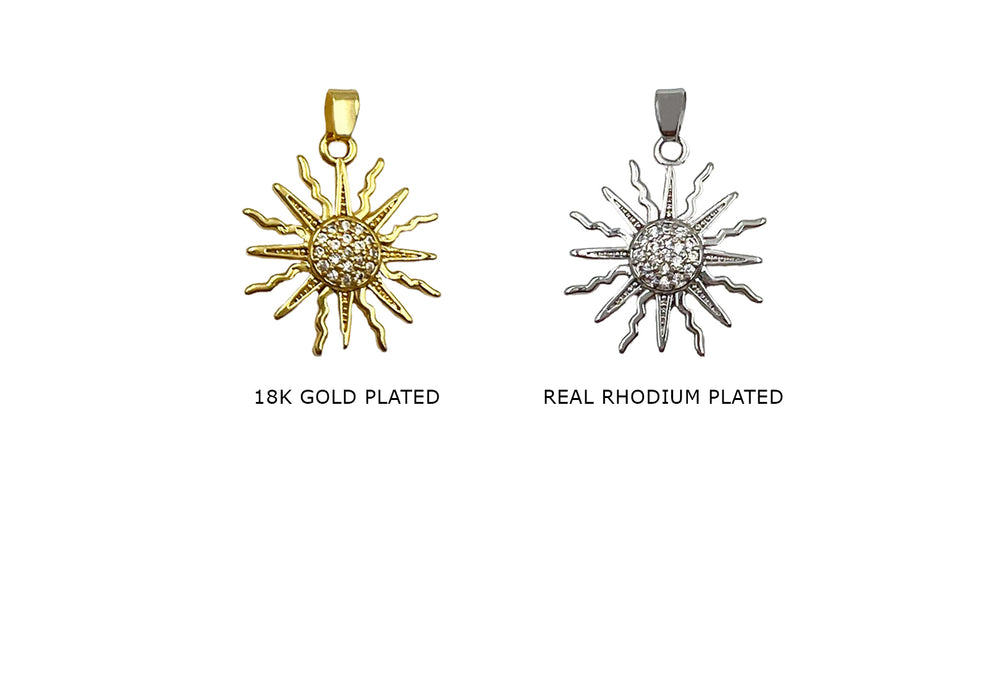 CB2083 Cubic Zirconia  Sun Charm 20mmx22mm
