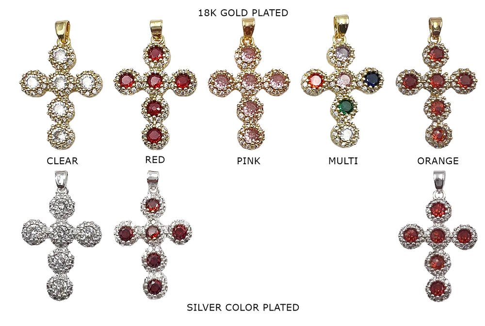 CB2084 Ornate Cubic Zirconia Cross Charm/ Pendant 19.5mmx28mm