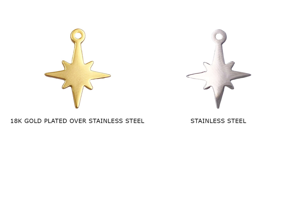 CS1001 Stainless Steel Star Charm/Pendant CHOOSE COLOR BELOW  hi