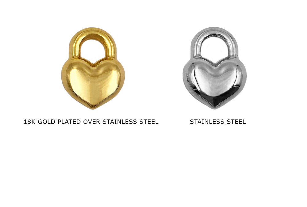 CS1010 Stainless Steel Heart Padlock Charm Pendant 10.7mmx14.3mm