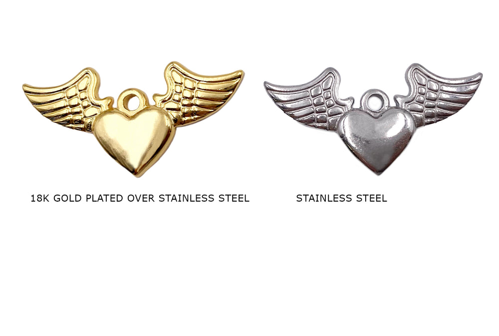 CS1011 Heart Angel Wings Charm - Pendant CHOOSE COLOR