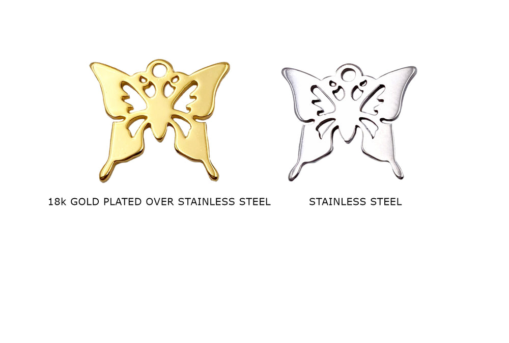 CS1013 Stainless Steel Butterfly Charm Pendant CHOOSE COLOR BELOW