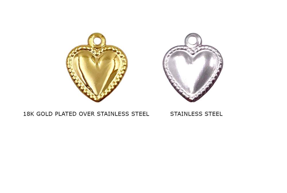 CS1047 Dainty Stainless Steel Heart Pendant Charm