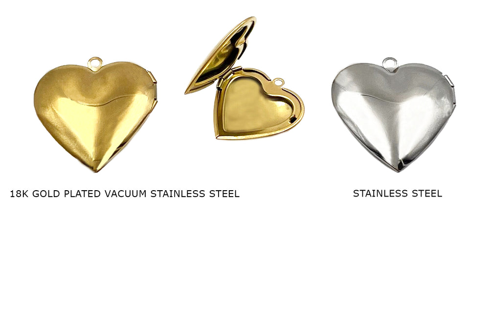 CS1073 Stainless Steel Heart Locket Charm Pendant 28.6mm
