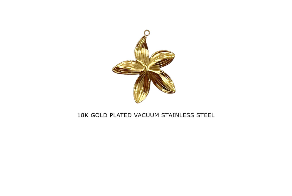 CS1075 Stainless Steel Flower Charm Pendant 29.5x31.4mm