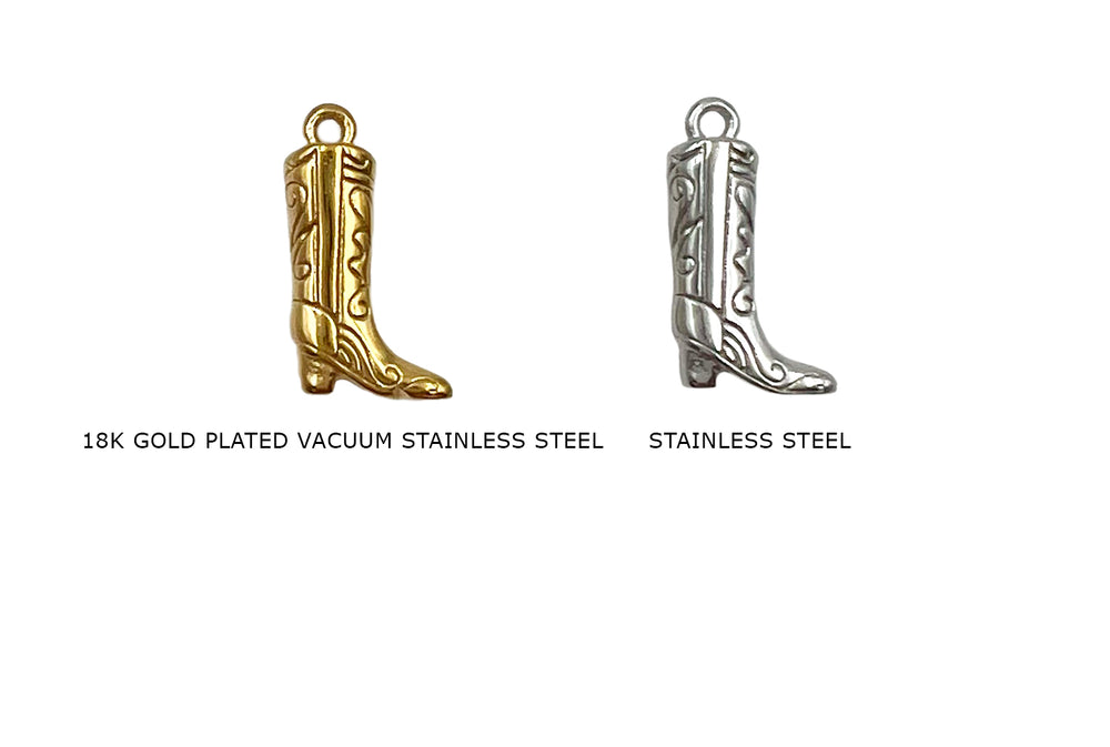 CS1081  Stainless Steel Cowboy Boots Charm - Pendant