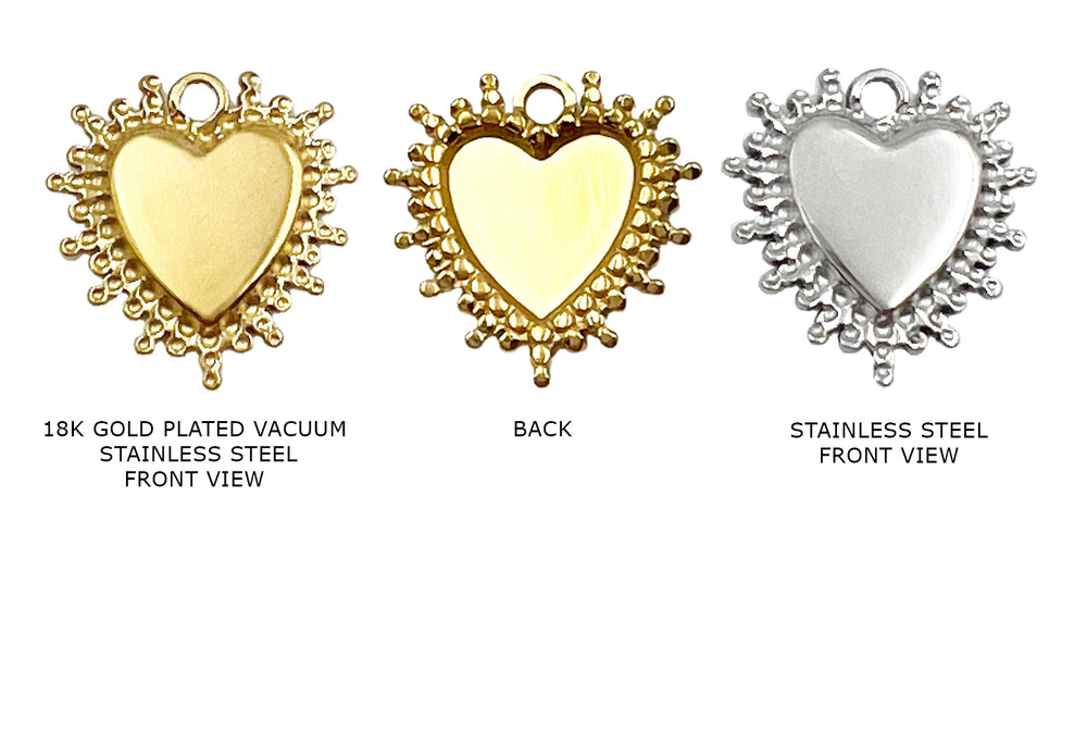 CS1084  Stainless Steel Heart Burst Pendant Charm 20.7mm