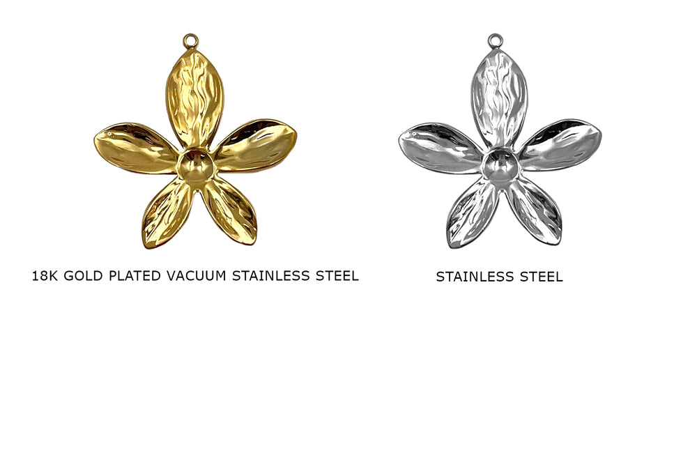 CS1095 Stainless Steel Flower Charm Pendant 34.8mmX37.6mm