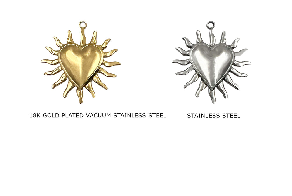 CS1110 Stainless Steel Sun Heart Charm Pendant