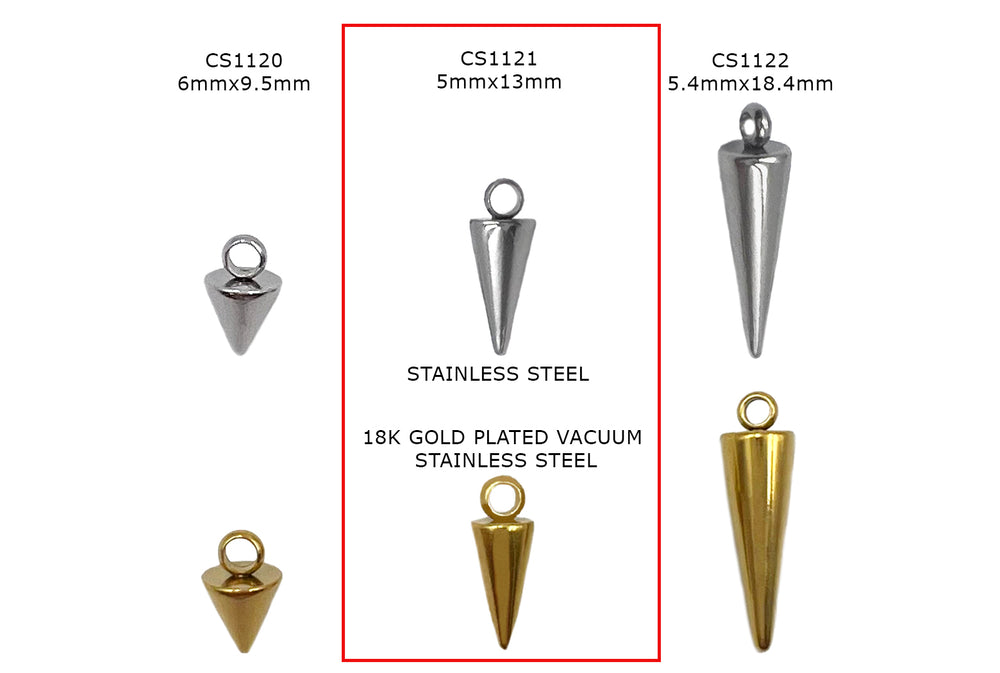 CS1121 Stainless Steel Spike Charm 5mmx13mm