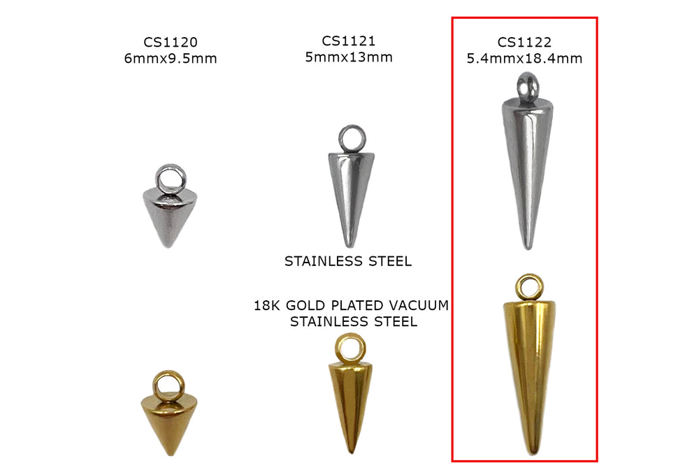 CS1122 Stainless Steel Spike Charm 5.4mmx18.5mm