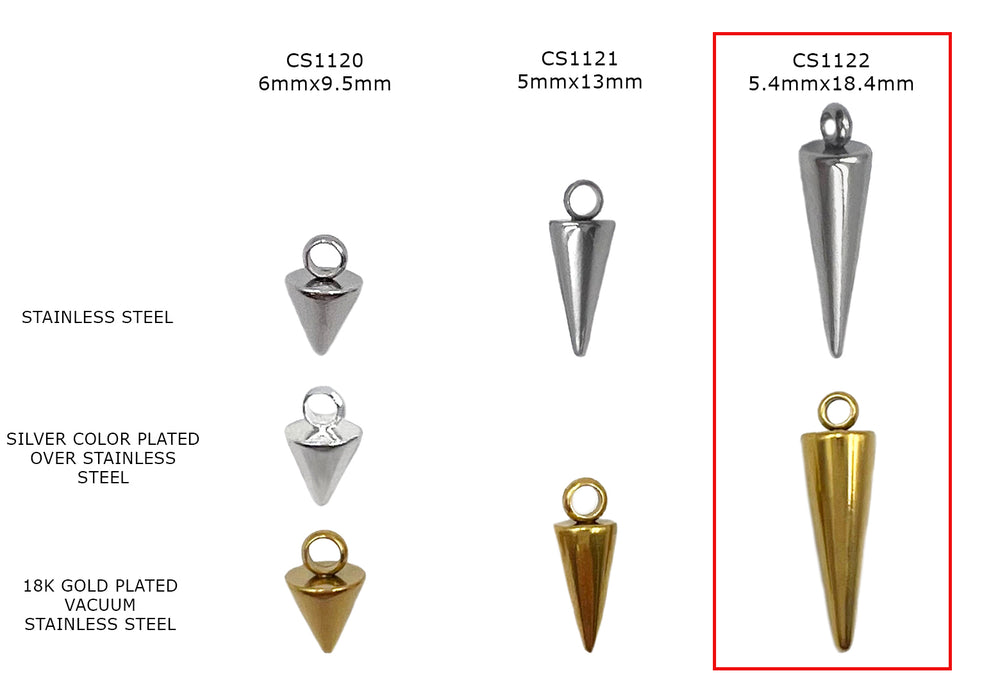 CS1122 Stainless Steel Spike Charm 5.4mmx18.5mm