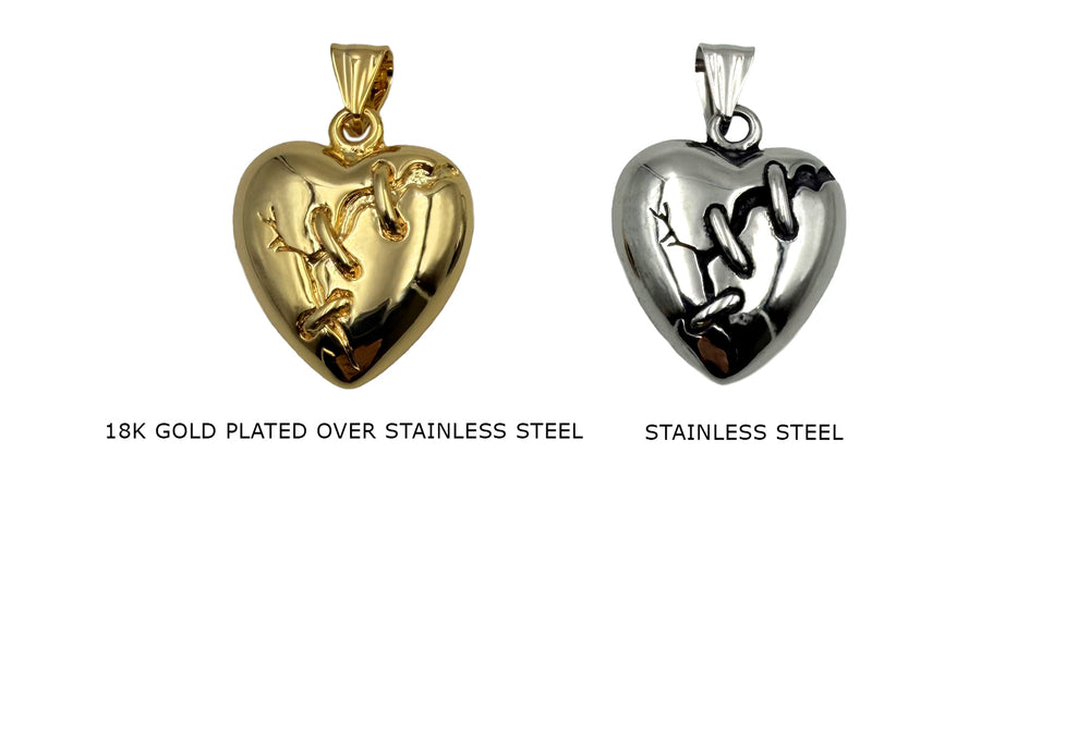 CS1135  Puffy Broken Heart Pendant Charm 32.3mm