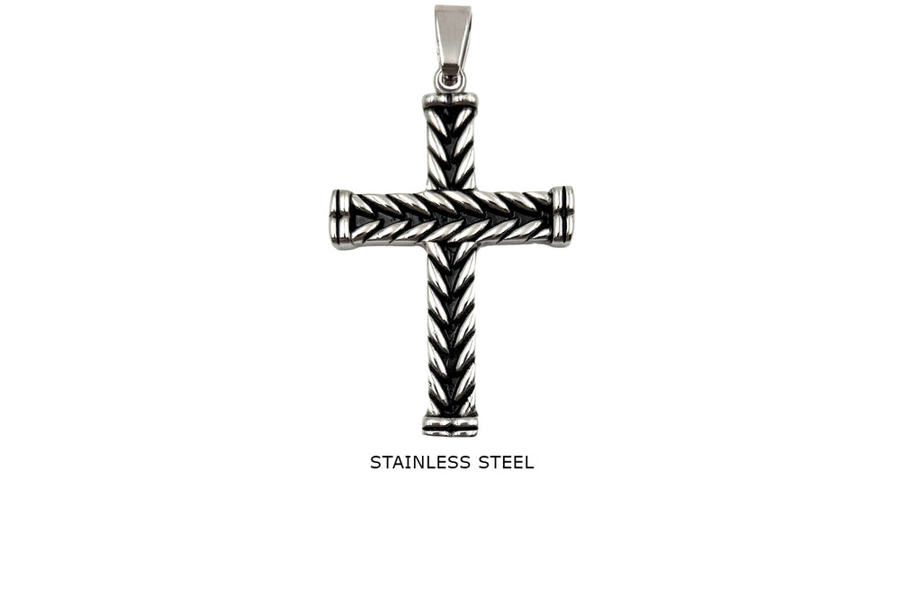 CS1148Z Weave Design Cross Charm - Pendant 38mmx58.5mm