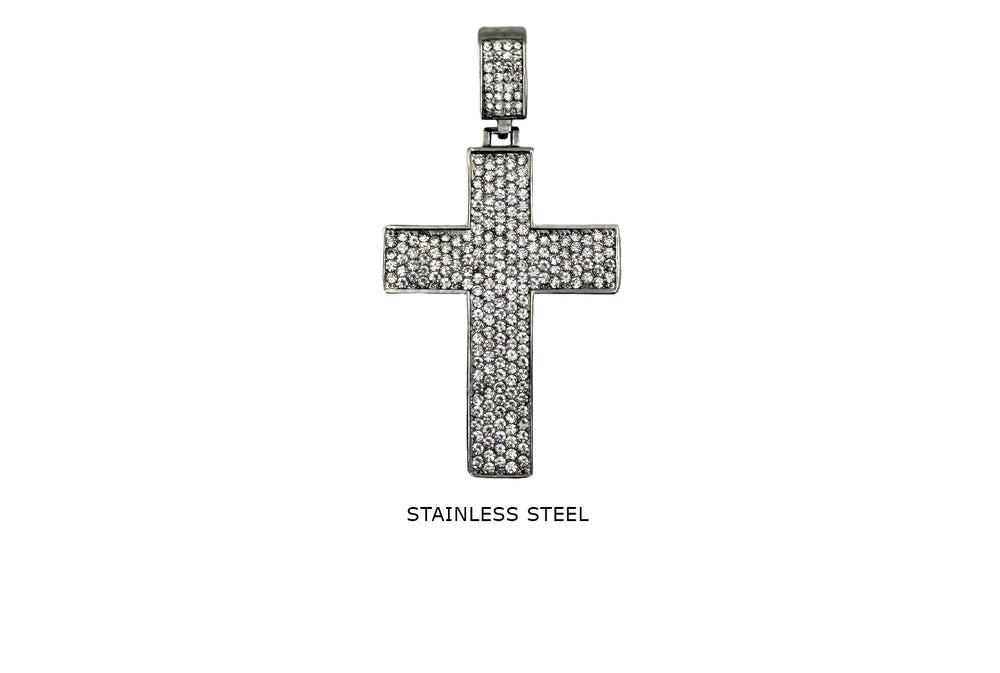 CS1154Z Flat Cubic Zirconia Cross Charm/Pendant 34mmx64mm