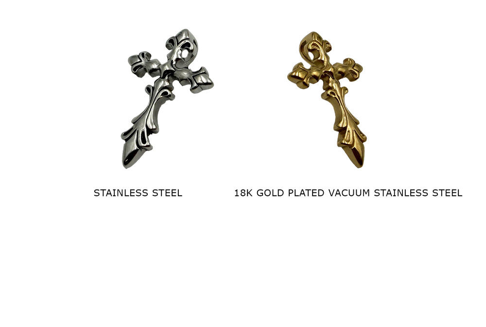 CS1157Z Ornate Stainless Steel Cross Charm Pendant 29mmx42mm