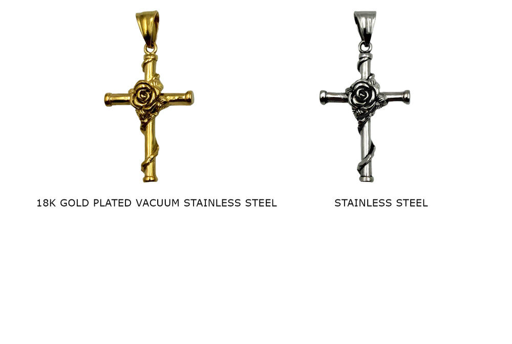 CS1159Z Cross Charm With Flower Center 25mmx40mm